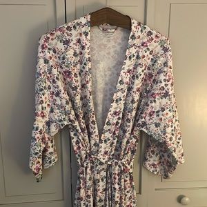 Garnet Hill 3/4 Sleeve Floral Robe XS